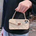 Silicone iPhone case with attached pearl chain lanyard for hands-free carrying