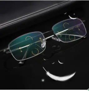 Men's dual-use clip-on presbyopia glasses with metal frame in black and gold