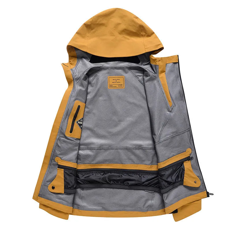 Waterproof windproof ski suit in yellow black grey or liner colours for outdoor winter sports