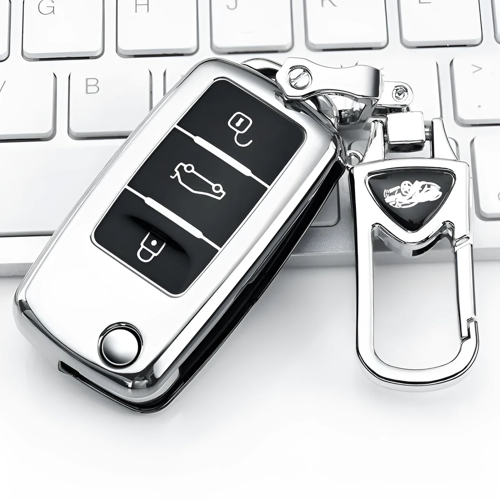 TPU protective case for a VW Model A folding car key, shown in Gem Blue colour.