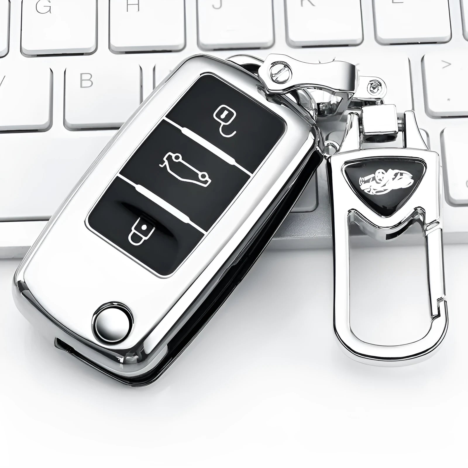 TPU protective case for a VW Model A folding car key, shown in Gem Blue colour.