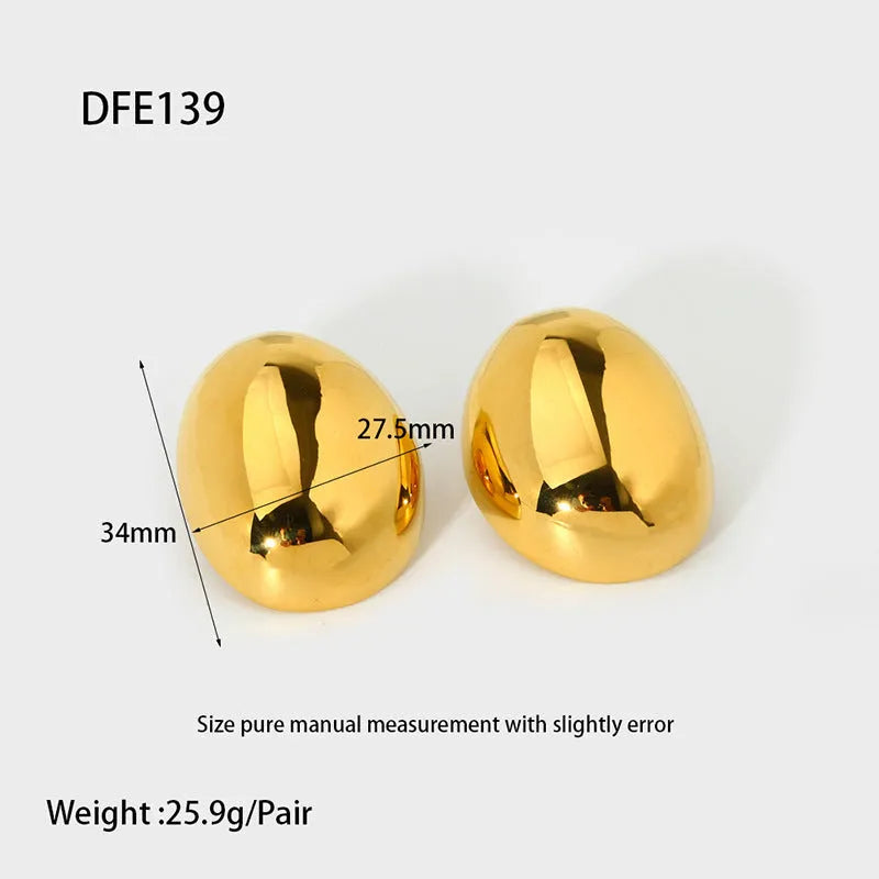 Geometric line earrings with stainless steel electroplated 18k gold glazed surface ear studs