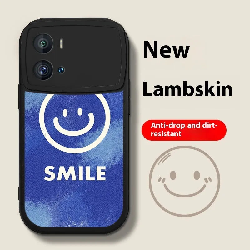VIVO iQOO Neo6 silicone protective case in white with smiling face design, back cover with fall protection