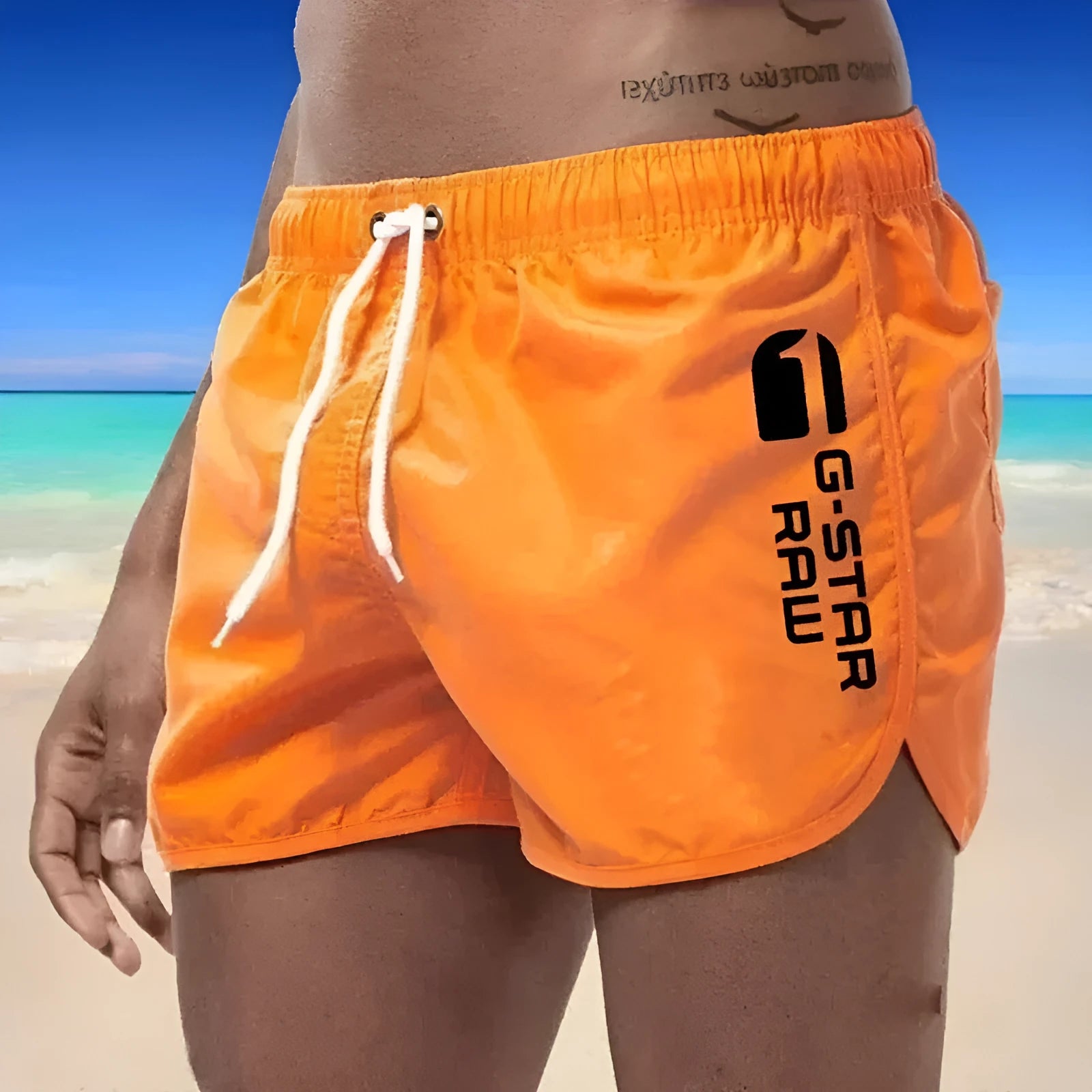 Men's lightweight hemp-blended polyester sports shorts in multiple colours with a micro-elastic waistband.