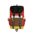 Oxford cloth fashion backpack in black, green, or red, shown with adjustable straps for multiple carrying styles.