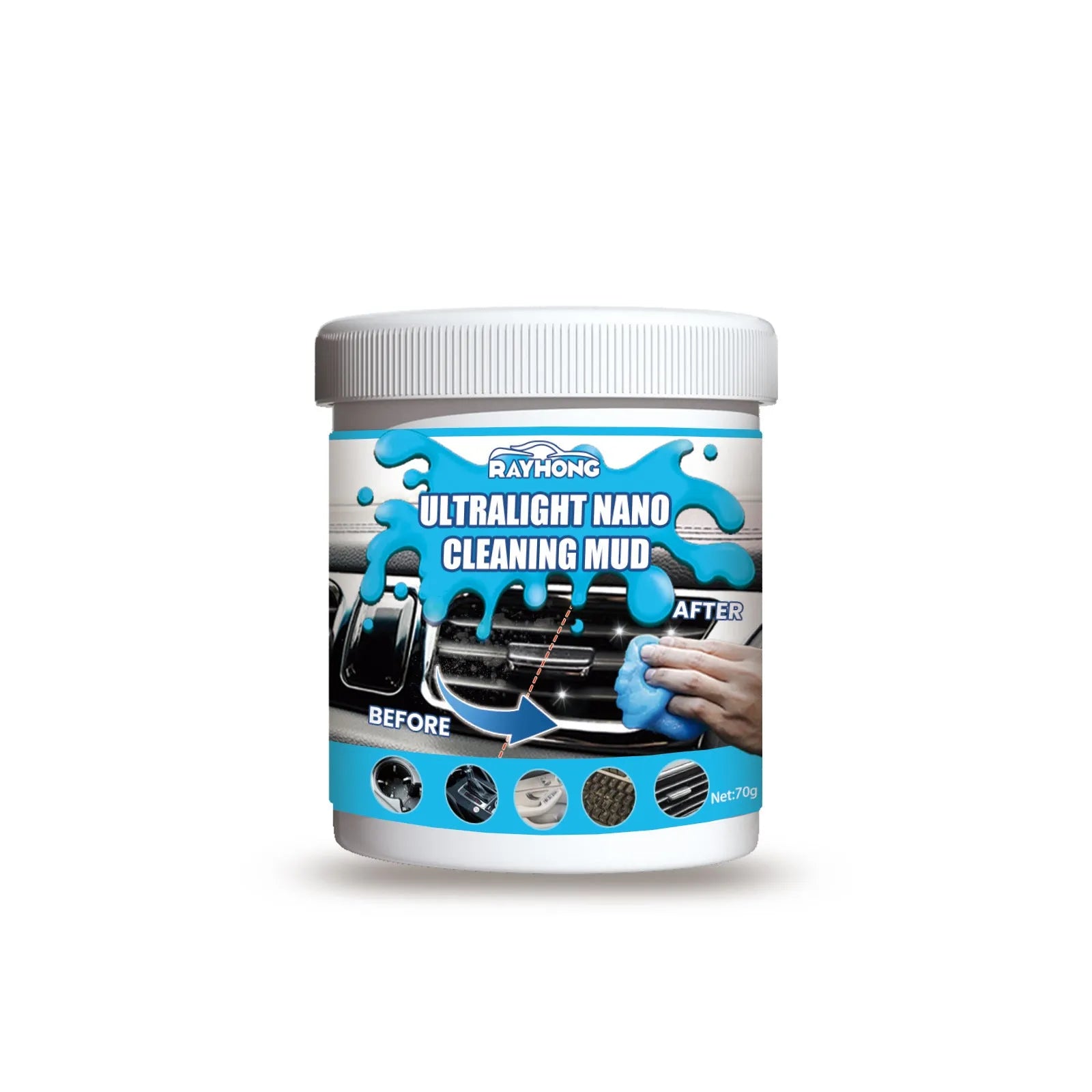 Car cleaning soft gel adhesive remover measuring 6.2x5.7cm for interior gap dust removal
