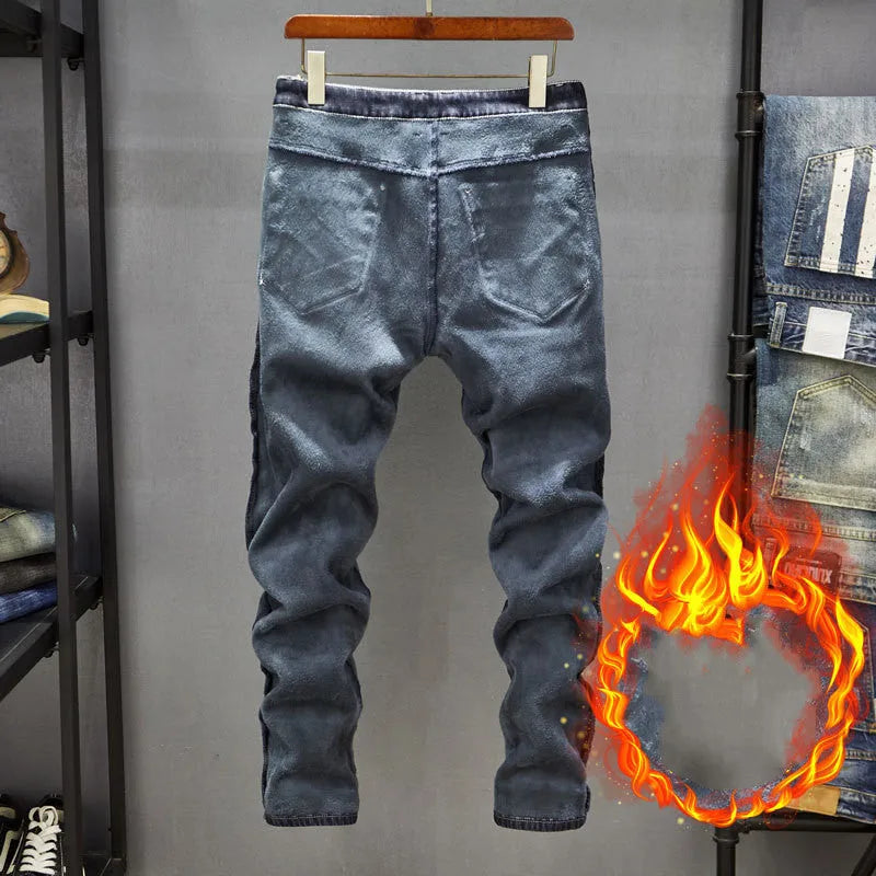 Men's slim-fitting skinny jeans in dark blue and light blue colours with micro elasticity denim fabric