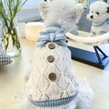 Bowknot hollow knit dog sweater in coffee white, winter pet apparel with lattice pattern