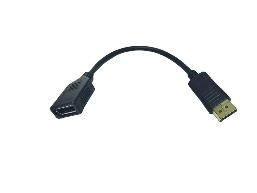 Black DisplayPort DP male to female extension cable adapter approximately 10cm long