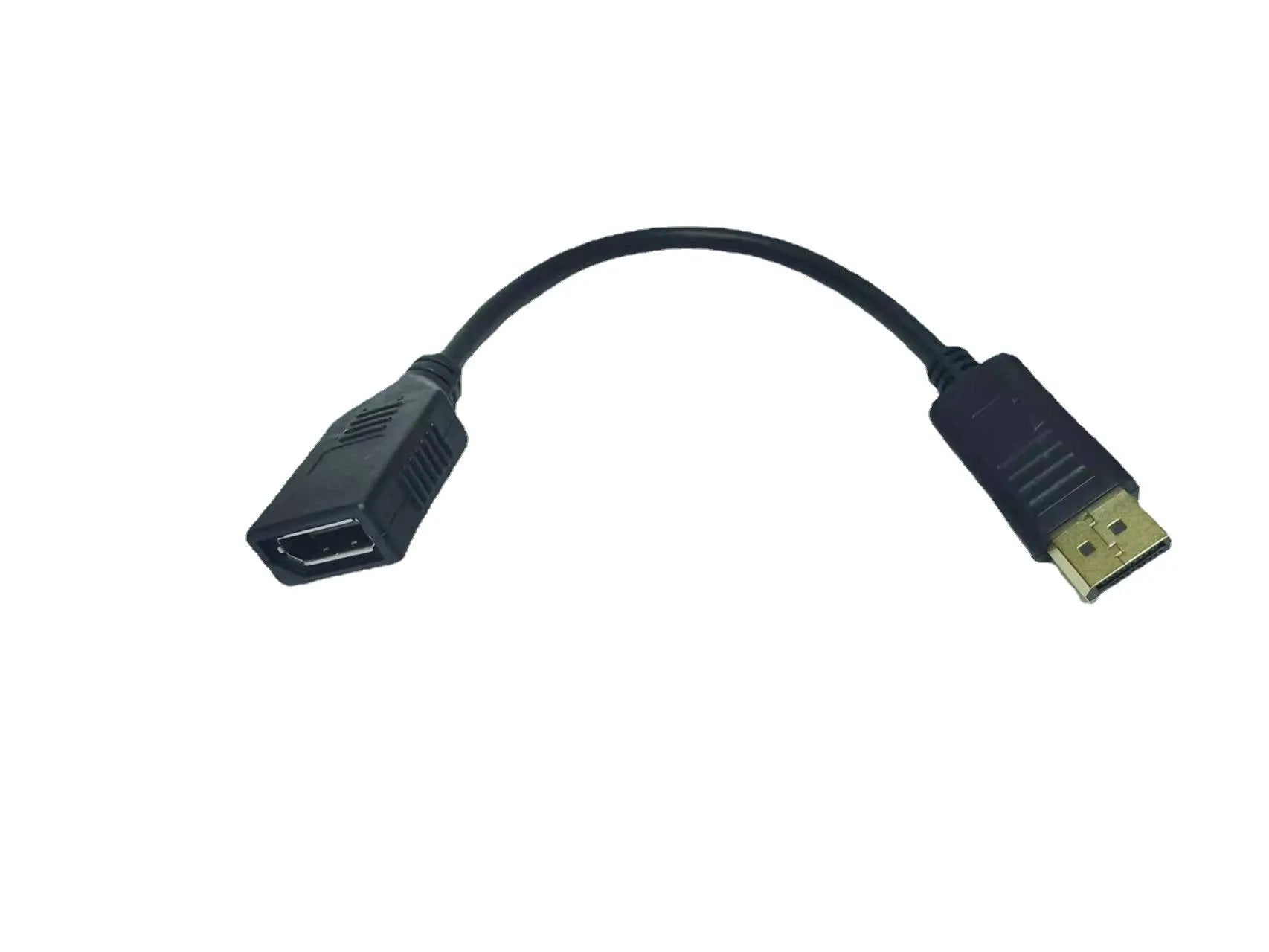 Black DisplayPort DP male to female extension cable adapter approximately 10cm long