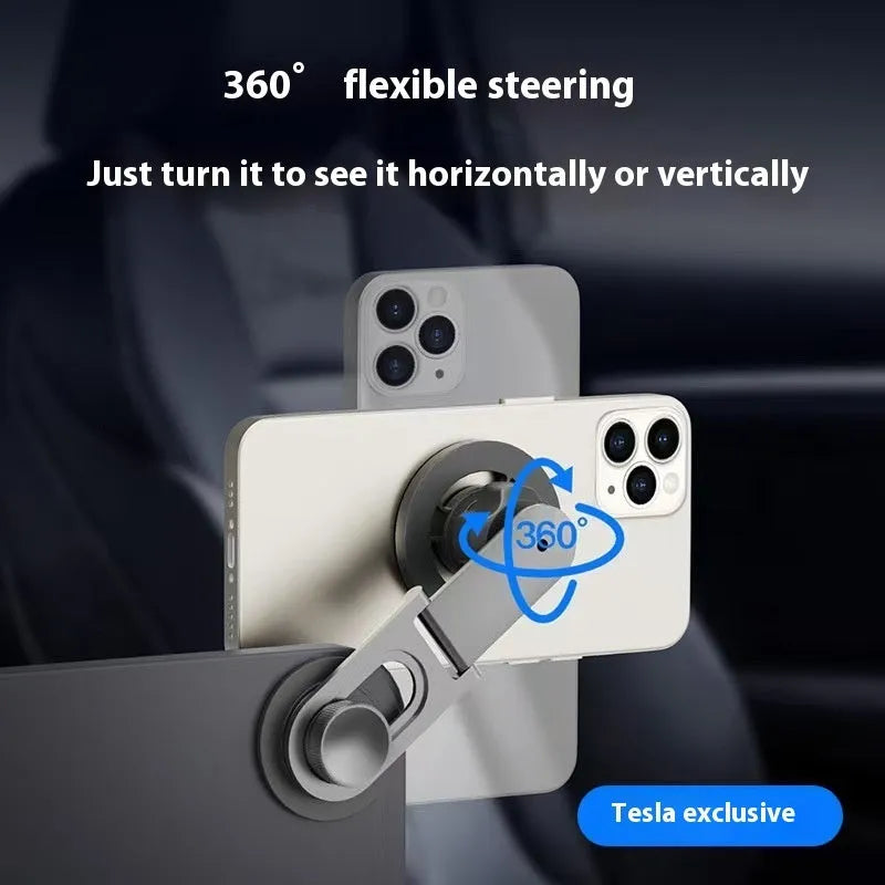 Aluminium alloy magnetic car phone holder in titanium grey for dashboard mounting with 360° rotation