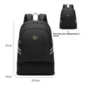 Large unisex solid colour backpack with dry wet separation compartments, shown in beige