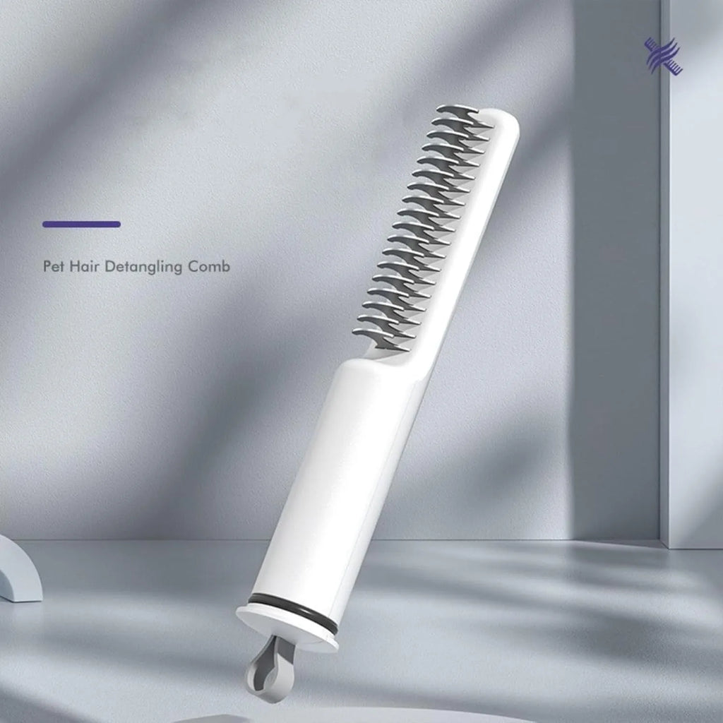 Stainless steel dog dematting comb with comfortable handle, 18.8cm length, pink colour option