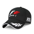 Black canvas motorcycle racing embroidery sun hat with dome top and adjustable back