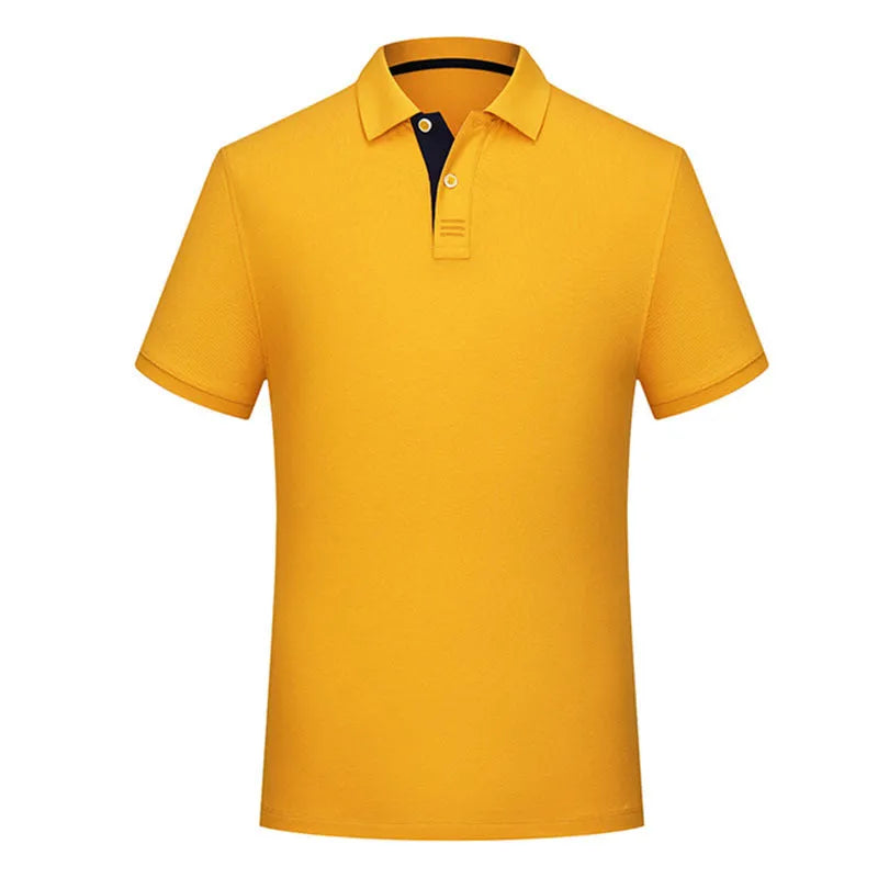 Cotton solid colour polo collar casual t-shirt short sleeve summer men daily wear