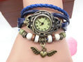 Vintage casual flying heart pendant bracelet belt watch with round 22.5mm dial and PU strap in multiple colours