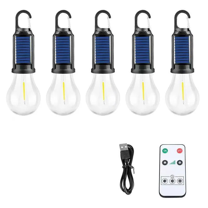 Five solar-powered outdoor lantern lights with pastoral design and ABS plastic construction