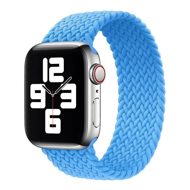 Elastic braided nylon watch strap in rainbow colours for Apple Watch 38mm to 45mm