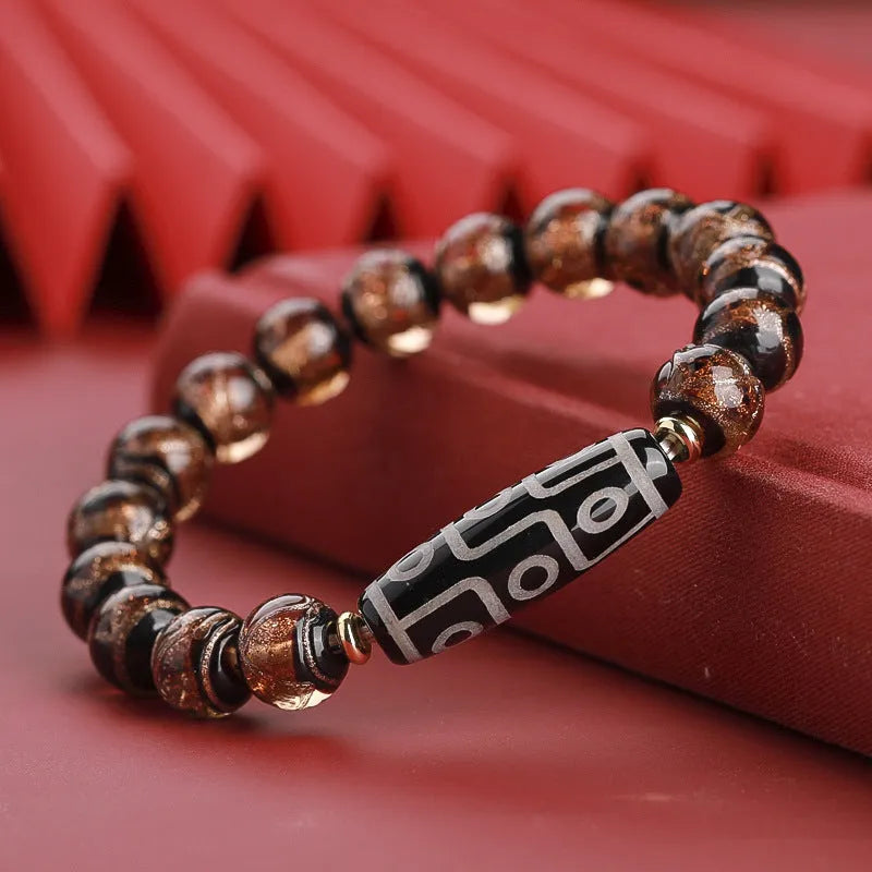 Handmade coloured glaze bracelet with snake pattern and multi-coloured beads in Chinese style