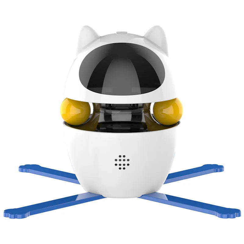 White automatic electronic cat toy with elastic rope and motion-activated motor