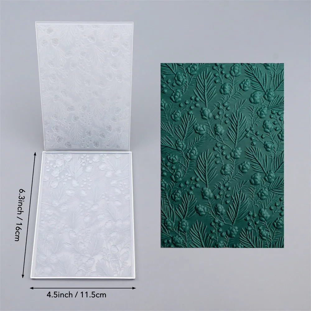 Plastic concave-convex embossing template, 11.5 x 16 cm, in colour AT0110, with raised and recessed pattern for DIY crafting
