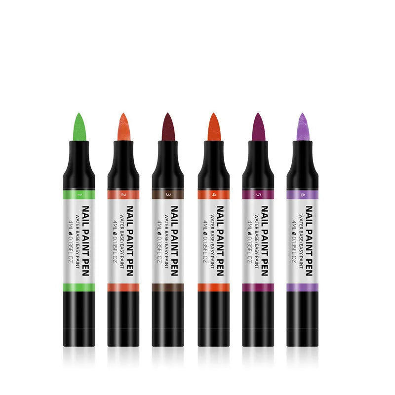 Water-based nail polish pen in 24 colours for 3D painting flower art, includes Light green, Orange, Wine red, and more shades