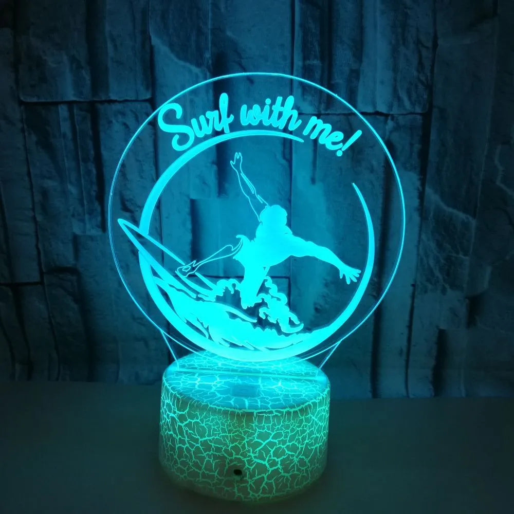 Small 3D crack pattern night lamp with touch controls and seven colour lighting options
