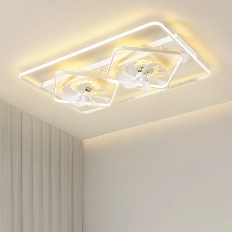 Modern thin suction ceiling fan lamp with acrylic light shade and plastic blades, 1100mm diameter