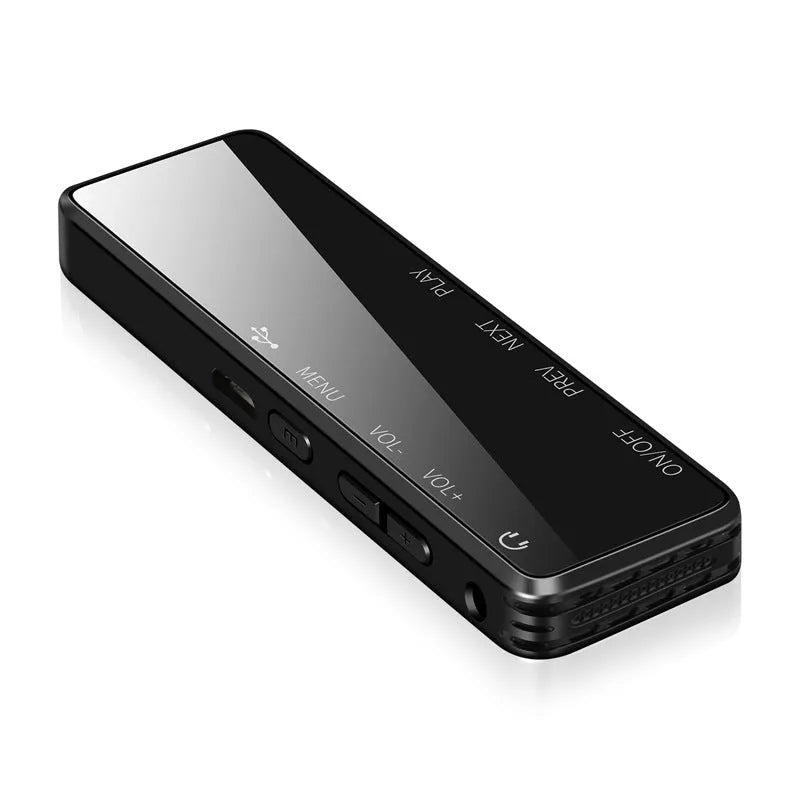 Black zinc alloy USB flash drive voice recorder and MP3 player with LCD screen