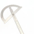 Adjustable plastic protractor showing 0-180 degree measurement scale with solid and hollow-large design options