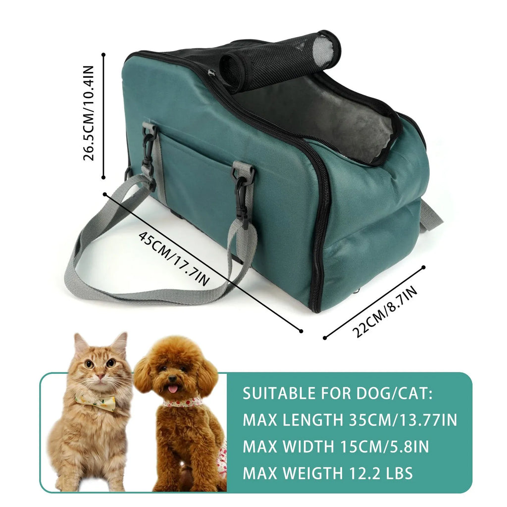 Portable car pet mat in faux leather with removable washable cover, 45x22x26.5cm, available in green grey orange yellow