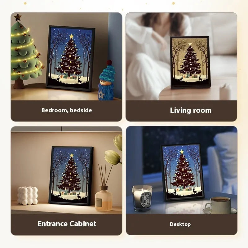 Luminous speaker Christmas tree painting Bluetooth speaker 18x24cm aluminium alloy frame shiny colour USB night light