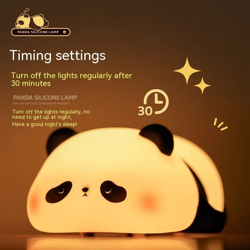 Panda-shaped rechargeable night light with cartoon design for children's bedrooms