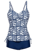 Fashion geometry pattern printed split bikini swimsuit for women, polyester, pink colour option, two-piece set for swimming and wading.