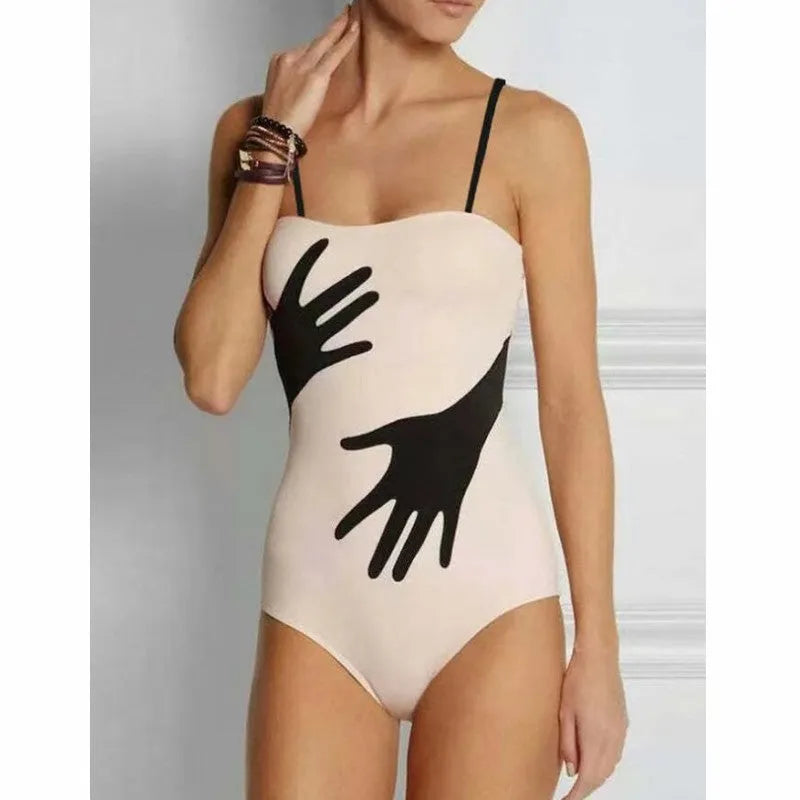 Women's patterned polyester bikini with detachable tulle skirt in one-piece design
