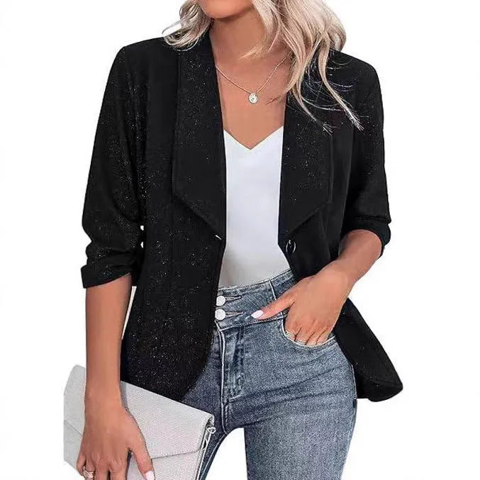 Slim fit women's cardigan jacket in black, white and wine red colours with regular long sleeves