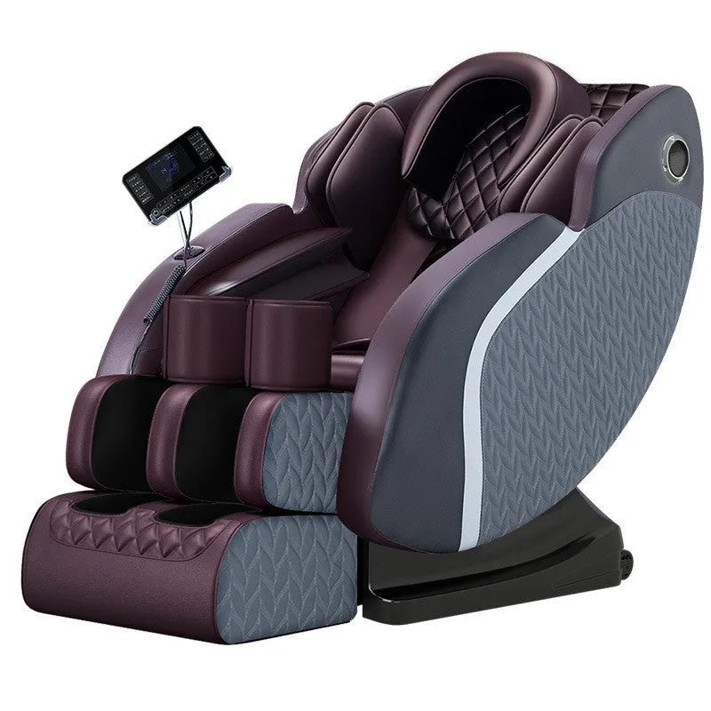 Home massage chair in classic black brown polyurethane leather with full-body electric function