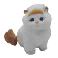 Handmade faux fur yellow head fat cat ornament 16.5cm tall on display