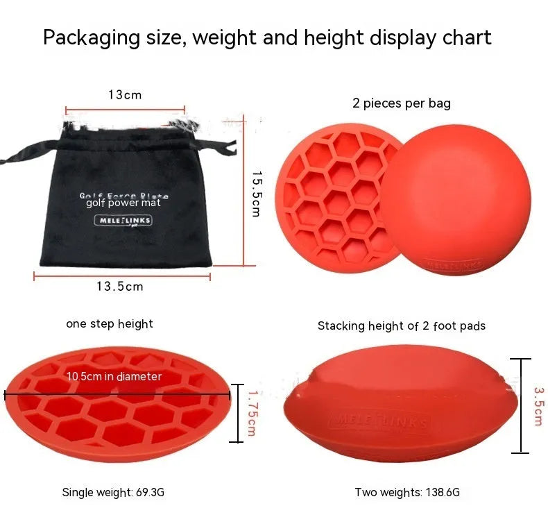 Orange natural rubber golf strength training mat with centre of gravity design