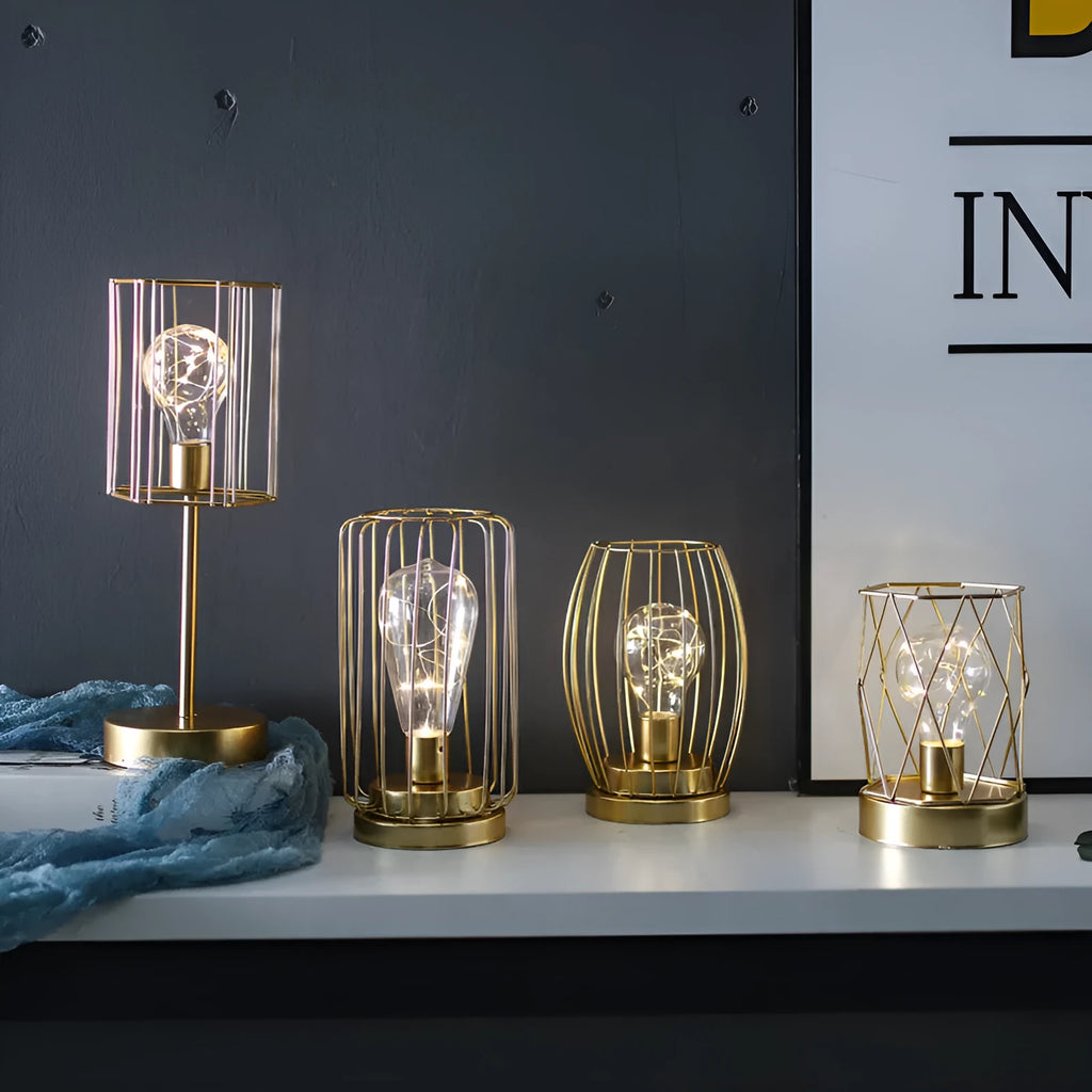 Nordic style geometric candle pendulum iron decorative lights with electroplated metallic finish