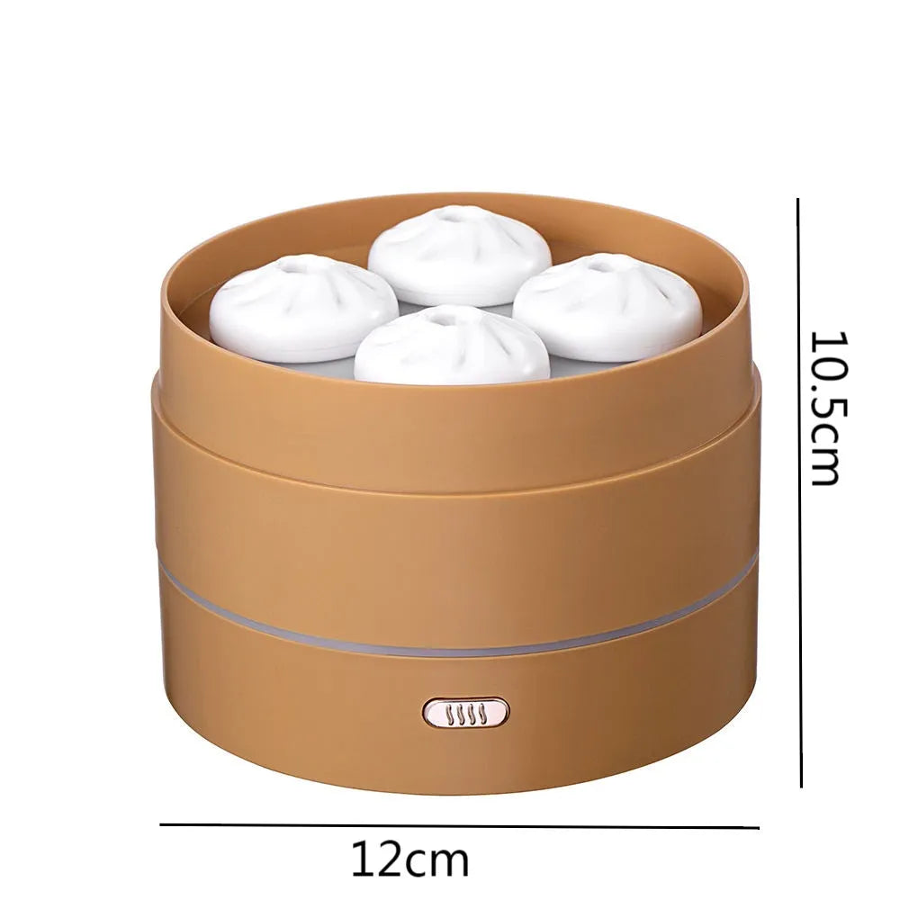 USB ultrasonic aroma diffuser 200ml coffee colour four spray nozzles LED night light on desk