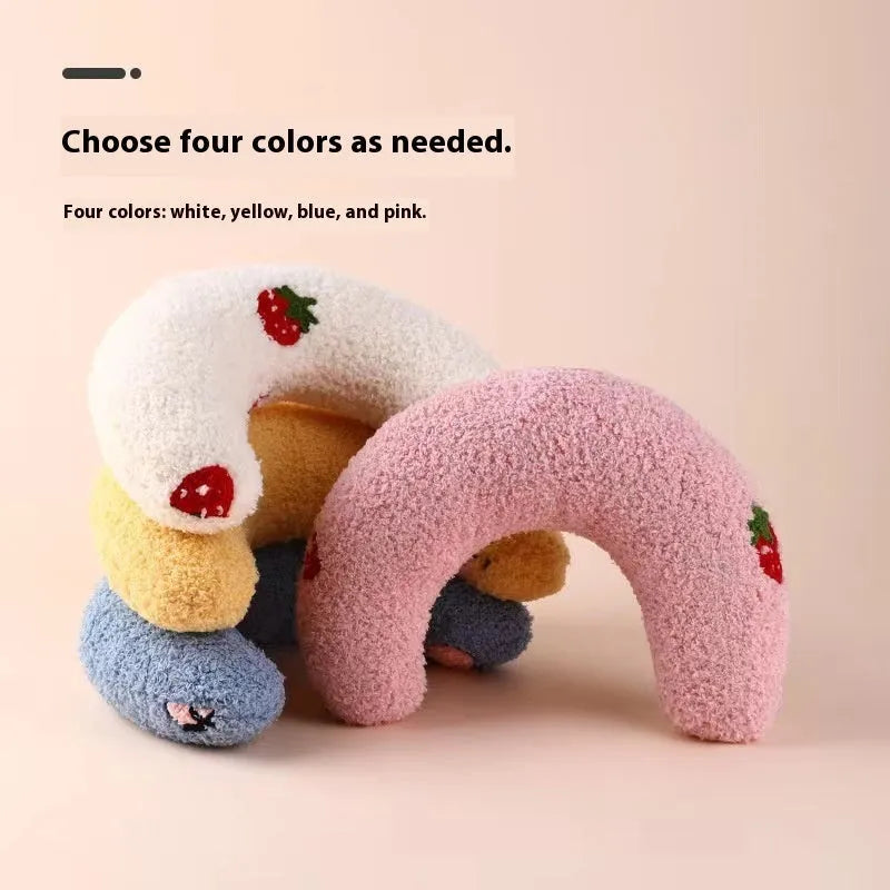 Anti-scratching cervical pillow cat toy in cloth with four colour options: white, pink, khaki, sapphire blue