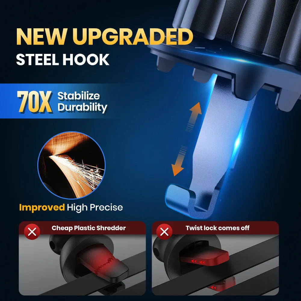 TOPKD46 universal car phone holder with multiple bracket styles for windscreen, vent, and dashboard mounting.