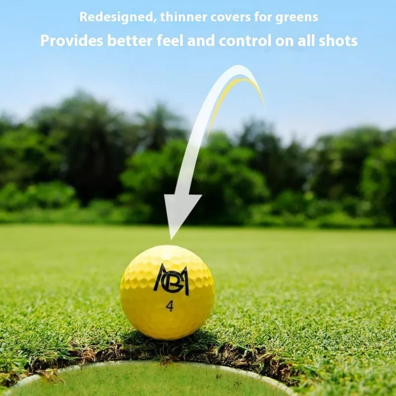 Golf Color Game two-layer practice ball in orange, yellow, green, and rose colours