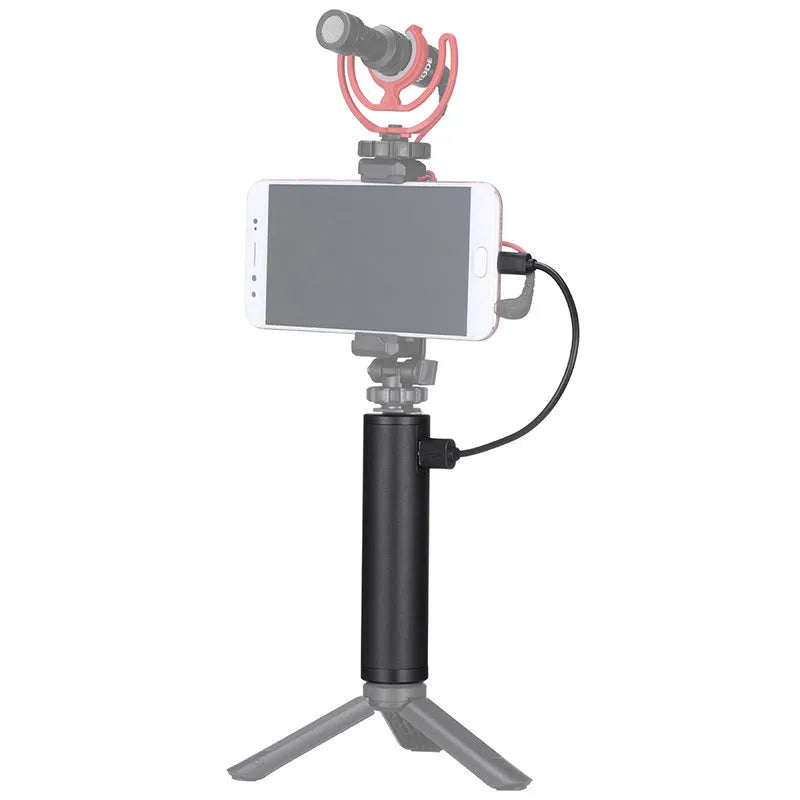 Black aluminium alloy portable charging handle with integrated carry handle, showing compact size.