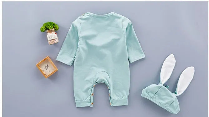 Newborn baby cotton bodysuit in green with thin fabric construction size 66cm