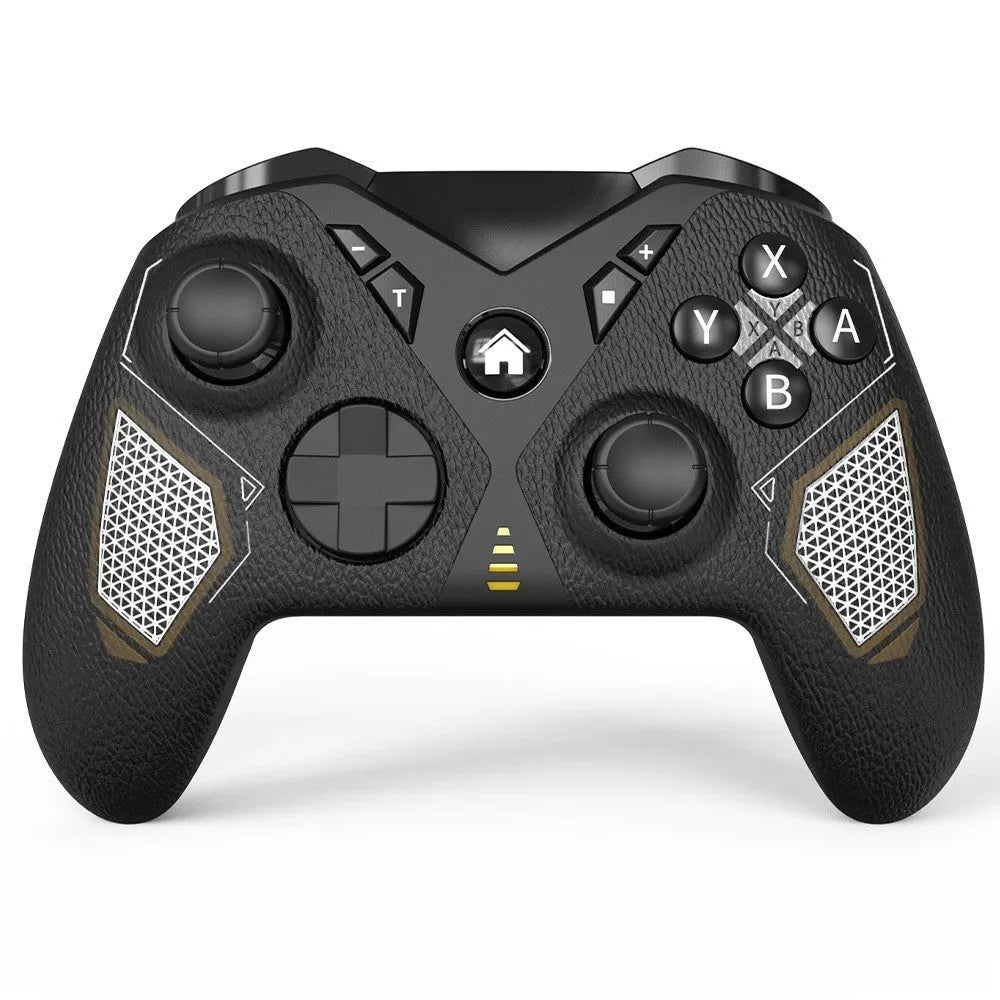 Black ABS plastic wireless game controller with textured grip for Nintendo, PC, and mobile.