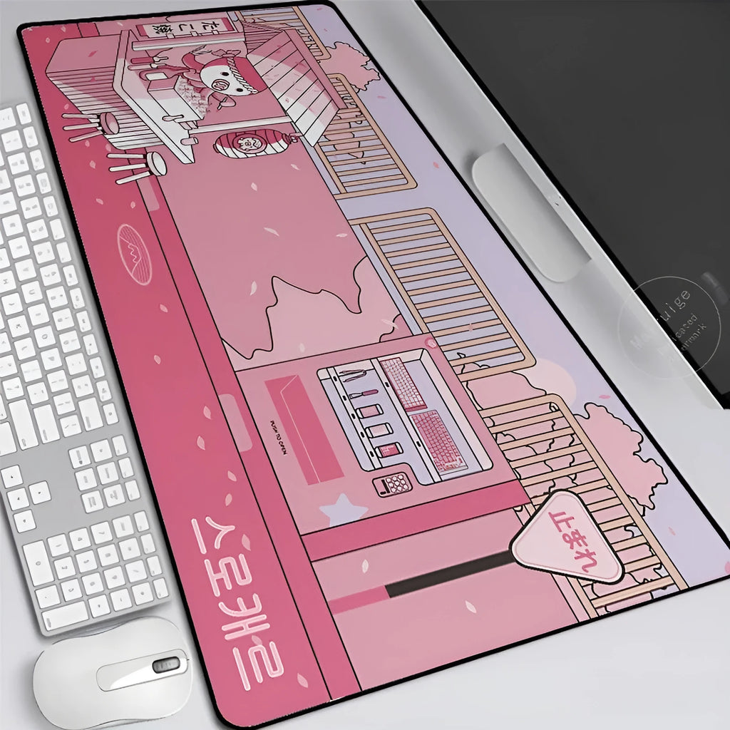 Oversized gaming mouse pad desk mat with anti-skid rubber sole, waterproof lycra cotton surface, cartoon print, 3MM to 5MM thick
