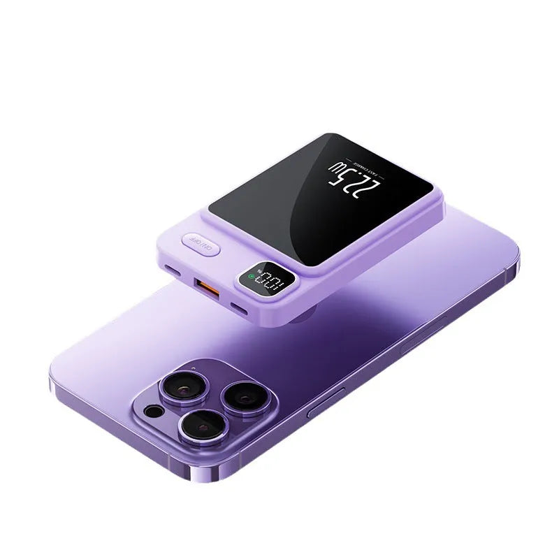 Magnetic power bank 20000mAh in black plastic shell with compact design