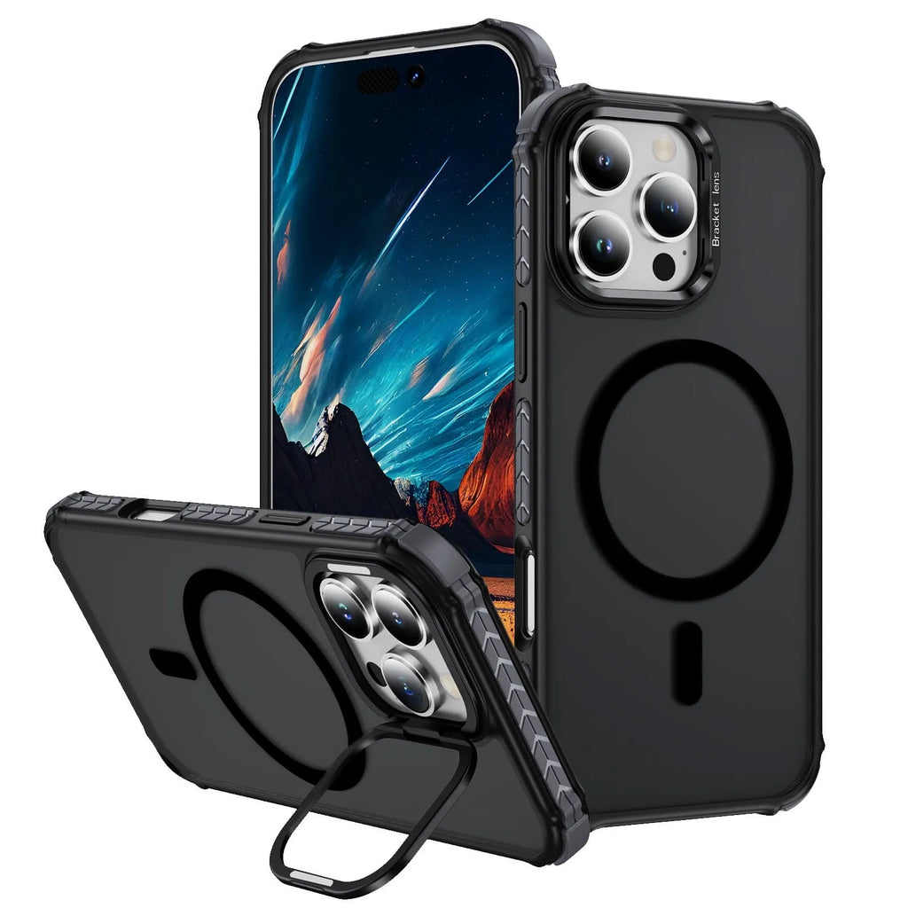 Magnetic skin-absorbing TPU PC protective back cover case for Apple iPhone in black